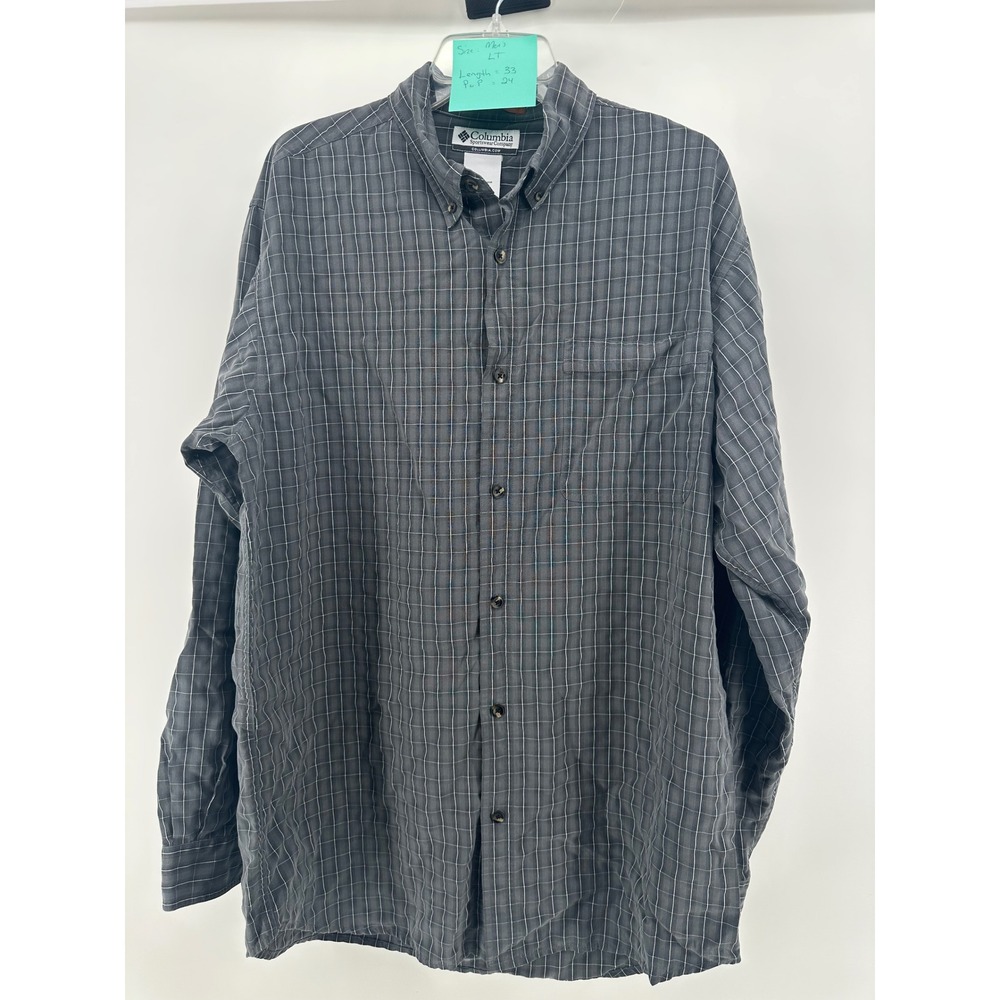 Columbia Sportswear Mens LT Grey Plaid Modal Blend Long Sleeve Button Down Shirt